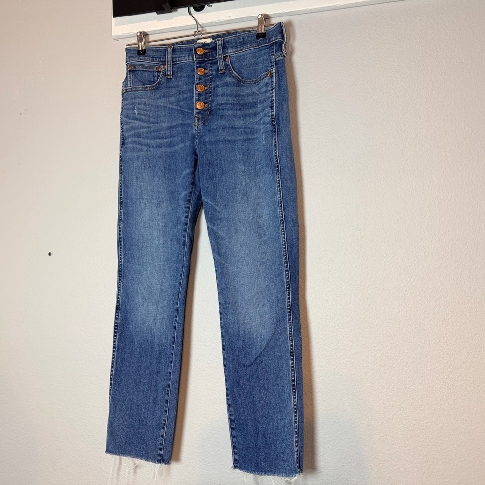 J. Crew Vintage Straight Jeans Women's Size 27 Distressed Hem Midrise